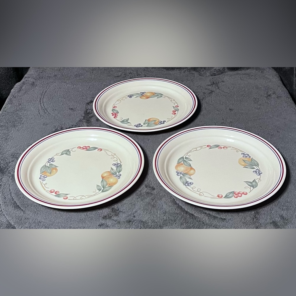 Vintage Corelle Abundance Luncheon Plates 8.5 in Set of 3. RETIRED Pattern.